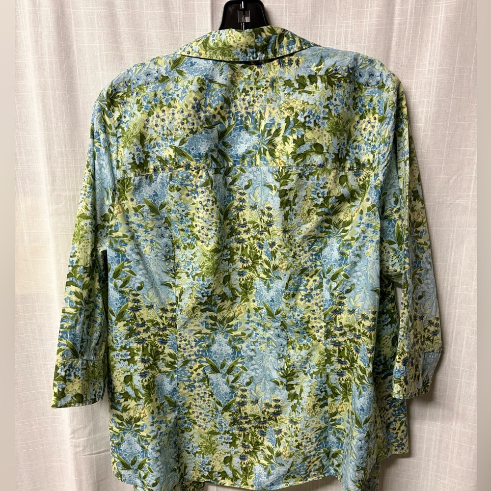 Talbots Blue and Green Patterned Button Down Shirt - image 4